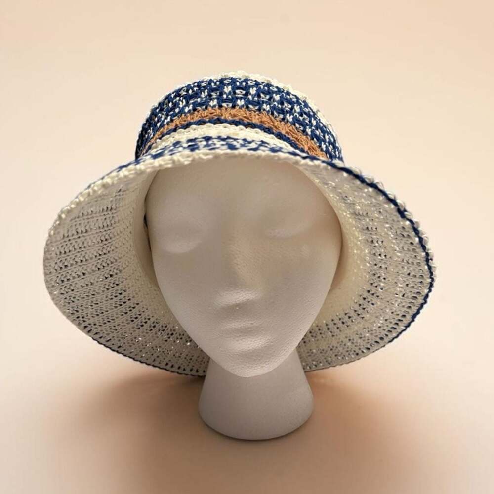 Lulu Multi-Color Crochet Striped Bucket Sun Hat